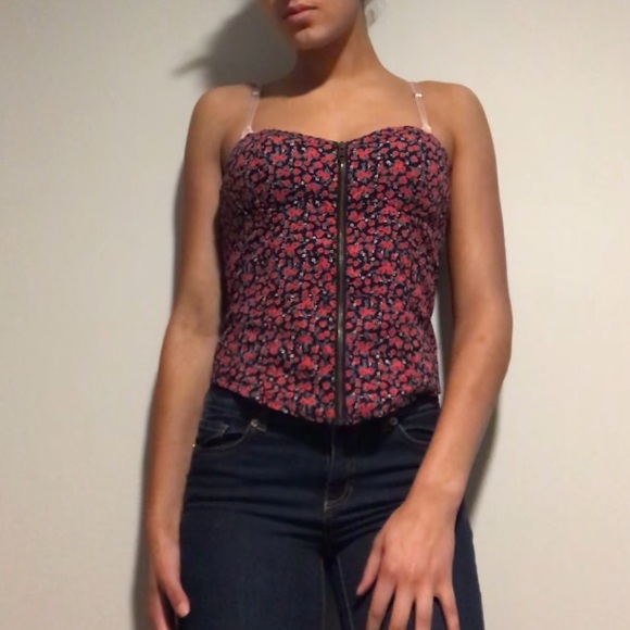Jessica Simpson floral zip up tube top - Picture 3 of 4